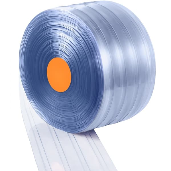 Stripgardin i PVC til dør, ribbet, 150'x8", rullekøler, fryserplast