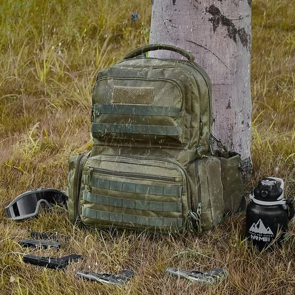 Taktisk Rygga för 6 Pistoler, Grön, Funktionell Vapenväska, Justerbara Remmar, Hållbar Design
