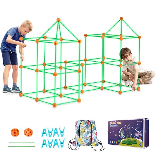 Telt Fort Byg Kits til Børn, Glow In The Dark, STEM Konstruktionslegetøj, 140 Del