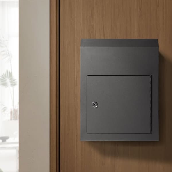 Nyckeldroppsboksbrevlåda 12x6x16 med 1,8" nyckellås i svart, säker nyckelförvaring