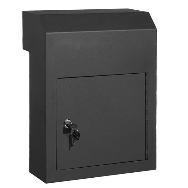 Nyckeldroppsboksbrevlåda 12x6x16 med 1,8" nyckellås i svart, säker nyckelförvaring