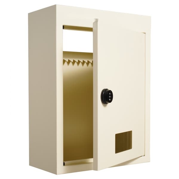 Vægmonteret Drop Box 12,5x6,3x16,9" postkasse med kodelås, beige, sikkerhedsopbevaring