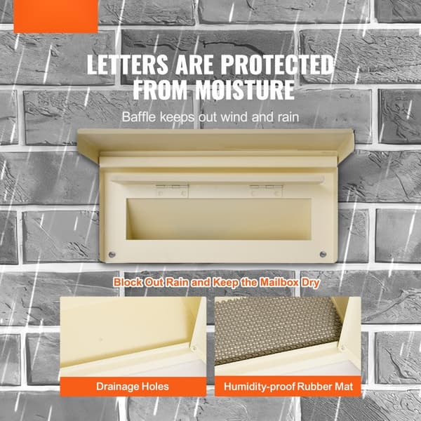 Vægmonteret Drop Box 12,5x6,3x16,9" postkasse med kodelås, beige, sikkerhedsopbevaring