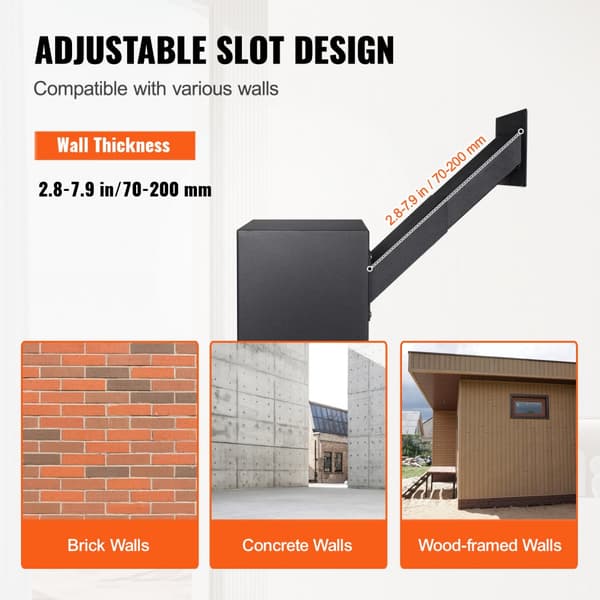 Väggmonterad Drop Box 13x7x17 med Kombinationslås, Svart Brevlåda för Säker Uthämtning