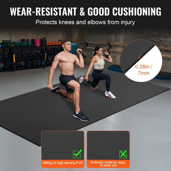 Halkfri Träningsmatta för Yoga, Gym och Pilates, 12x6 ft, Extra Tjock och Anti-Slip