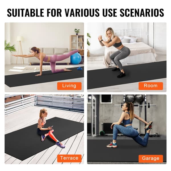 Halkfri Träningsmatta för Yoga, Gym och Pilates, 12x6 ft, Extra Tjock och Anti-Slip