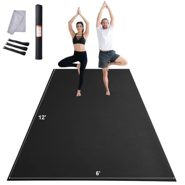 Halkfri Träningsmatta för Yoga, Gym och Pilates, 12x6 ft, Extra Tjock och Anti-Slip