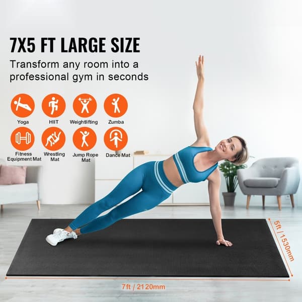 Skridsikker yogamåtte til træning, 7x5ft, til fitness og Pilates