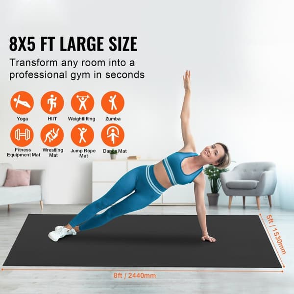 Liukumaton joogamatto, harjoitusmatto 8x5ft, Gym Fitness ja Pilates -harjoitukset, kestävä ja käytännöllinen
