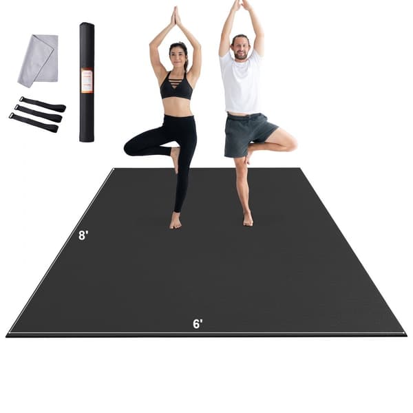 Skridsikker træningsmåtte 8x6ft, Yoga- og Fitnessmåtte til Pilate, Høj kvalitet, Holdbar og Letvægts