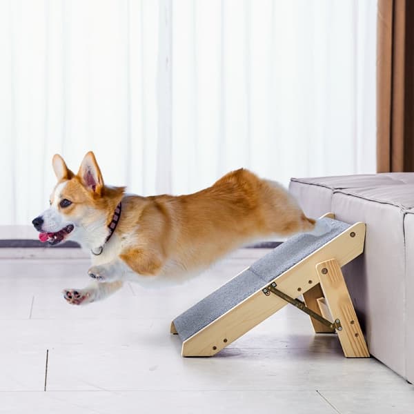 Trætrappe til kæledyr, foldbar hundetrappe 2-i-1, 2 trin, 110 lbs belastning, stabil og sikker
