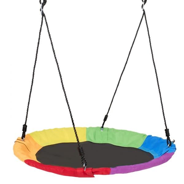 Træ gynge 40In med underskål, 750lbs vægtkapacitet, 900D Oxford, multicolor