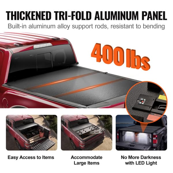 Tri-Fold Tonneau Cover til Toyota Tacoma 2016-2023, Truck Bed Cover, Holdbar, Vandtæt, Nem Installation