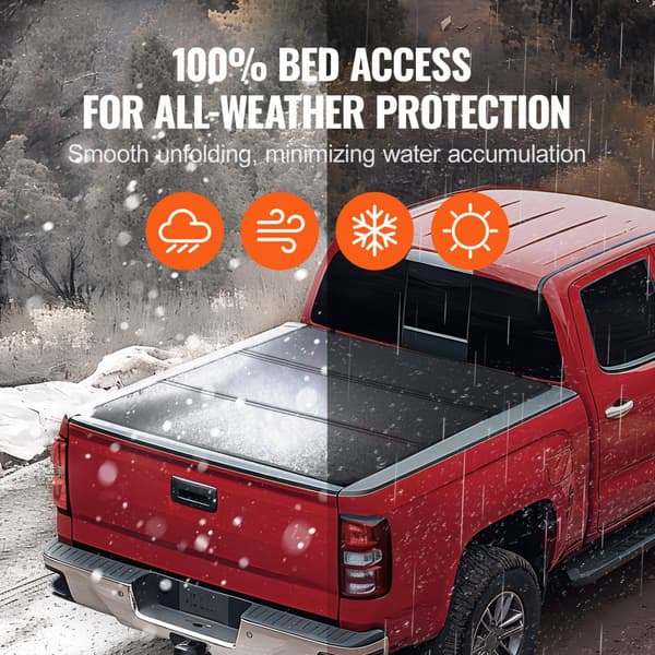 Tri-Fold Tonneau Truck Bed Cover til 19-24 Chevy Silverado & GMC Sierra 1500, vandtæt, robust design, nem installation