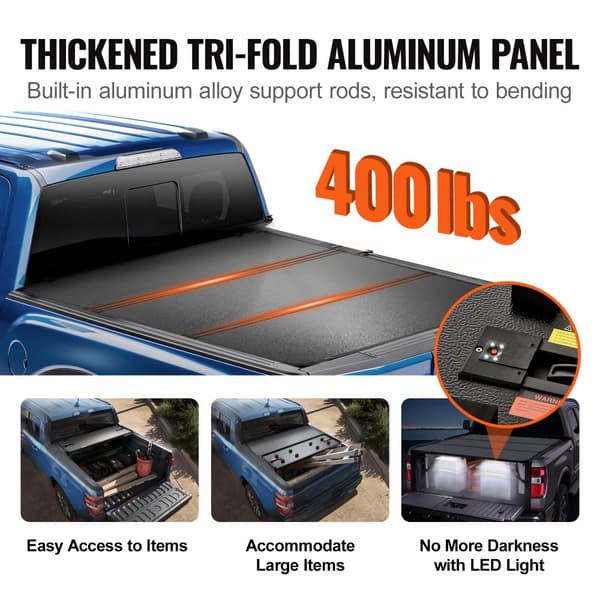Tri-Fold Tonneau Truck Bed Cover til Ford F-250 F-350 Super Duty 1999-2024, vandtæt, let at installere, holdbar kvalitet