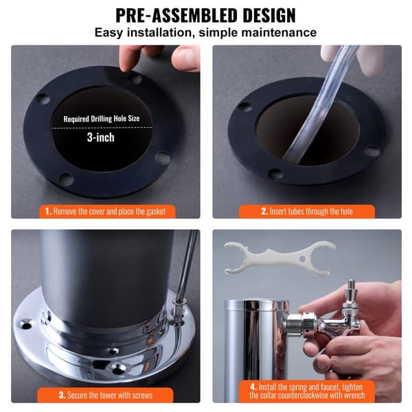 Triple Taps hanaoluttorni, ruostumattomasta teräksestä, Kegerator Tower Kit, helppo asennus, oluen tarjoiluratkaisu