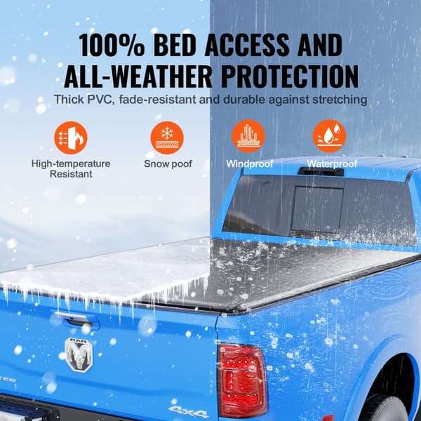 Truck Bed Cover, Rulle Tonneau Cover, Kompatibel med Dodge Ram 1500 (2002-2018), 2500 3500 (2003-2024), Classic (2019-2024), til 6,4' seng