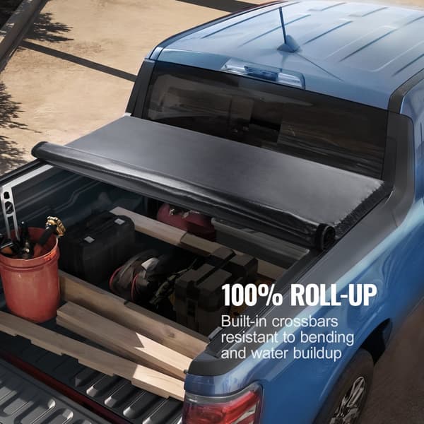 Roll-up Truck Bed Tonneau Cover, kompatibel med 2009-2024 Ford F-150 Styleside, til 5,5 x 5,4 ft seng, blødt, vandtæt, nem installation