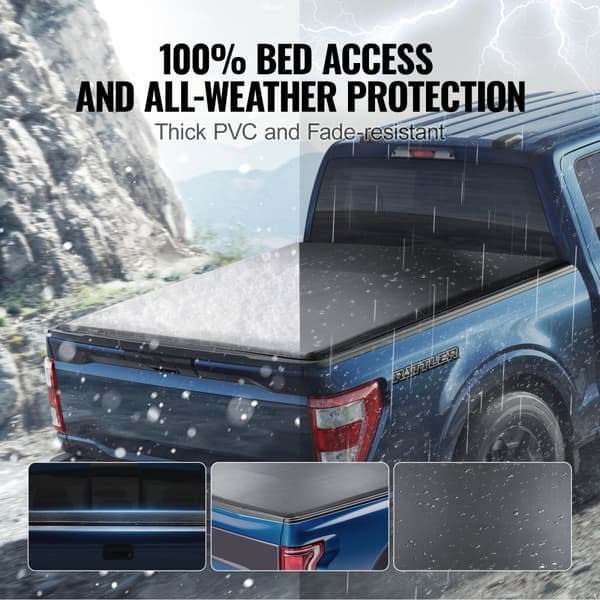 Roll-up Truck Bed Tonneau Cover, kompatibel med 2009-2024 Ford F-150 Styleside, til 5,5 x 5,4 ft seng, blødt, vandtæt, nem installation