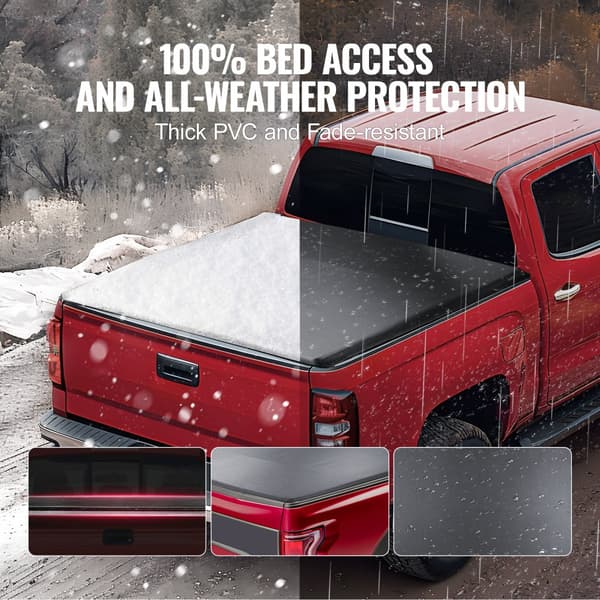 Truck Bed Cover, Rul-Op Tonneau Dække, Kompatibel med 2014-2024 Chevy Silverado / GMC Sierra 1500, til 6,6 x 5,2 fod / 6,6 x 5,3 fod