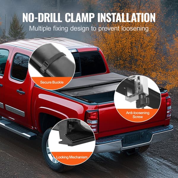 Truck Bed Cover, Rul-Op Tonneau Dække, Kompatibel med 2014-2024 Chevy Silverado / GMC Sierra 1500, til 6,6 x 5,2 fod / 6,6 x 5,3 fod