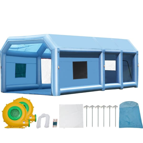 Uppblåsbar Lackbox 32,8 x 21 x 14,8 Fot, Sprutbox med 1100W+750W Blåsare, Luftfiltersystem, Bärbar Billackbox
