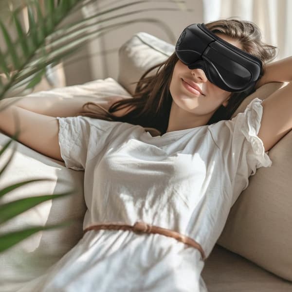 Opvarmet Øjenmassageapparat, 5 Indstillinger, Bluetooth Musik, 180° Foldbar, Øjenpleje