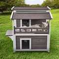 Miniatyrbillede 8 af 9: Udendørs kattehus i træ, 2-etagers vildkattelæ, med altan og tag, holdbart og vejrbestandigt