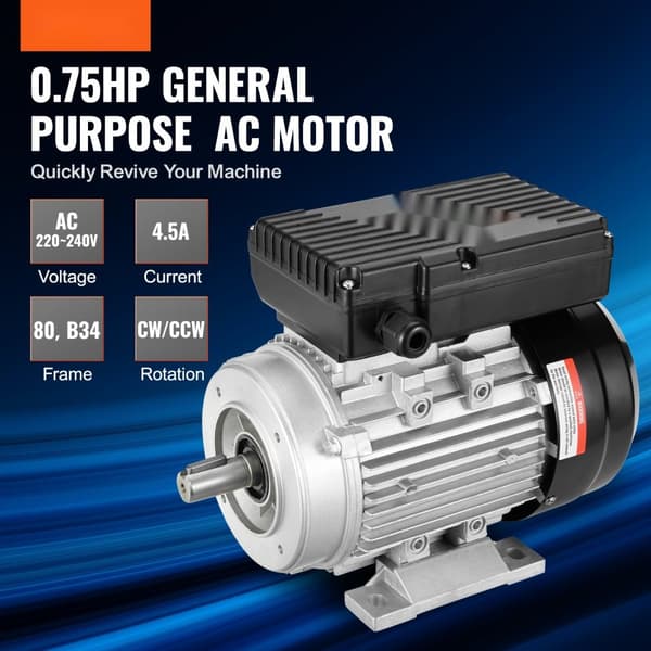 0,55 kW sähkömoottori, 1400 rpm, AC 220-240 V, 4,5 A, 1-vaiheinen, 19 mm avainakseli, tehokas ja turvallinen käyttö