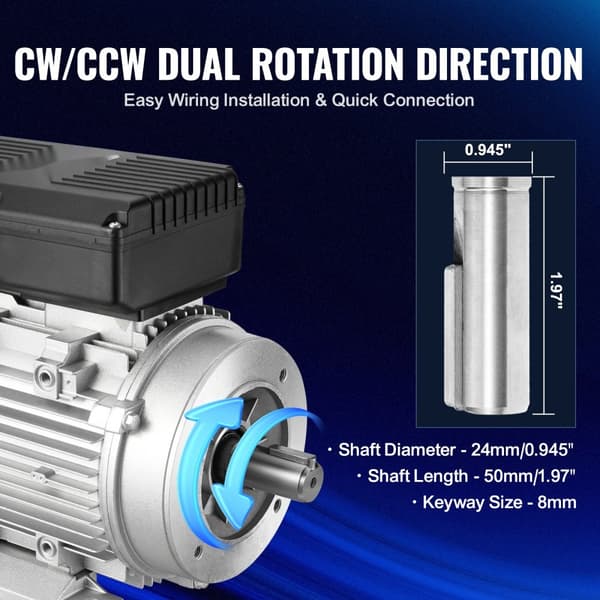 1,1KW Elmotor 1400RPM AC 220~240V 7,5A 1-faset 24mm Nøgleaksel, høj effektivitet, kompakt design, pålidelig ydeevne