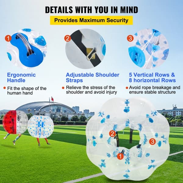Uppblåsbar bumper boll 1,2 m, Zorb boll blå prick, luktfri, perfekt för parkfotbollsspel