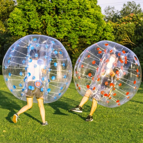 Uppblåsbar bumper boll 1,2 m, Zorb boll blå prick, luktfri, perfekt för parkfotbollsspel