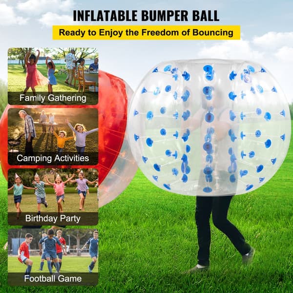Uppblåsbar bumper boll 1,2 m, Zorb boll blå prick, luktfri, perfekt för parkfotbollsspel