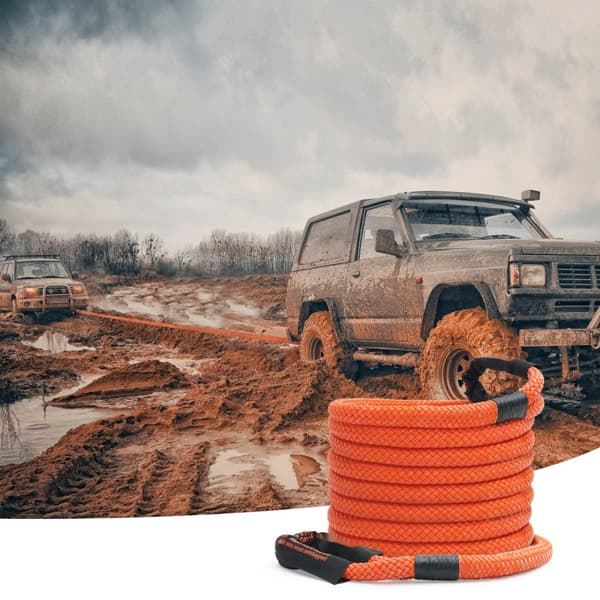Kinetic Recovery trækrep 1" x 30', 38.000 lbs, Heavy Duty Off Road Snatch Strap, Ekstrem Duty 30% Elasticitet til Jeep