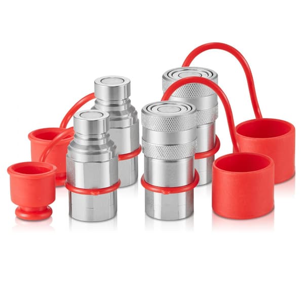 1/2" litteät hydrauliset liittimet, 1/2" NPT liukuohjatut liittimet, 4 pölysuojaa, kestävä ja tehokas ratkaisu
