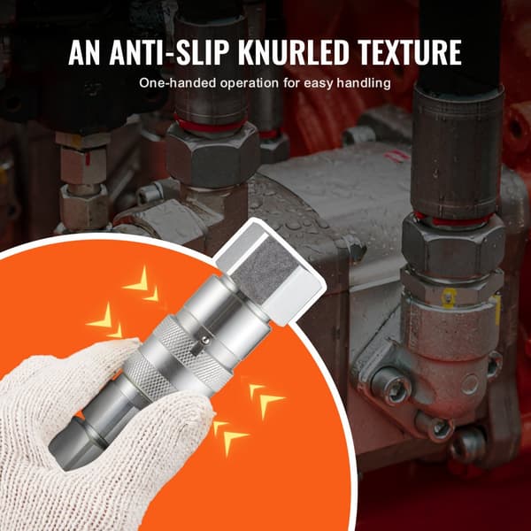 Flade ansigt hydrauliske koblinger 1/2", 3/4" SAE, Skid Steer koblinger, 2 støvhætter, holdbare og pålidelige