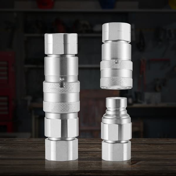 Flade ansigt hydrauliske koblinger 1/2", 3/4" SAE, Skid Steer koblinger, 2 støvhætter, holdbare og pålidelige