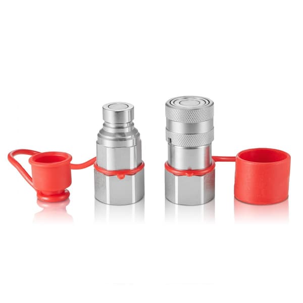 Flade ansigt hydrauliske koblinger 1/2", 3/4" SAE, Skid Steer koblinger, 2 støvhætter, holdbare og pålidelige