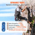 Miniatyrbillede 5 af 9: Klatre reb 10,2 mm, 50M (164ft), dynamisk udendørs klatrereb, blå, høj styrke, slidstærk