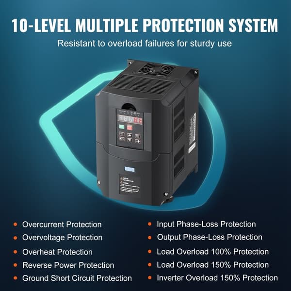 10HK VFD 3-faset 0-400Hz konverter, 7,5KW, 35Amp 220V indgang og udgang