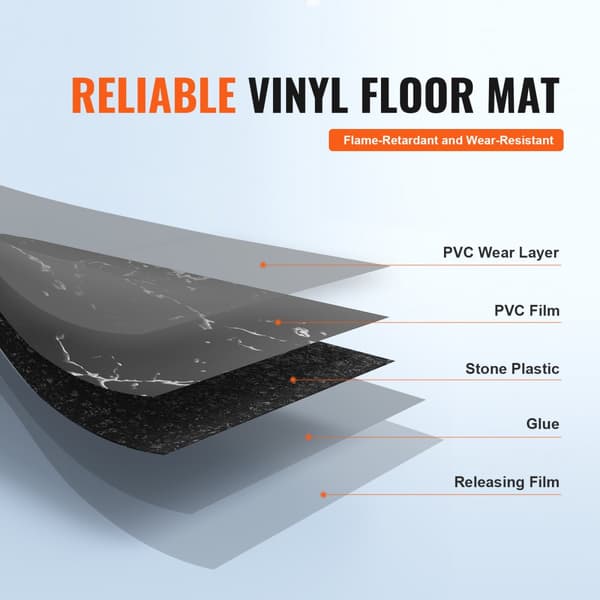 Självhäftande vinylgolvplattor 12"x12", 50 st, 1,5 mm tjock, svart marmor, hållbart och enkelt att installera