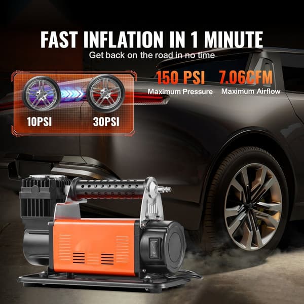 12V Tung Bärbar Luftkompressor för Bildäck, 7.06CFM, 150PSI, Effektiv Inflation och Snabb Uppvärmning