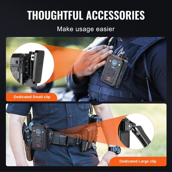 1440P Poliisin Kehon Kamera 128G Kehokamera 3500 mAh Akku Yönäkö GPS