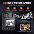 Miniatyrbillede 4 af 9: 1440P Politiets Kroppkamera, 64G Body Cam, 2850 mAh Batteri, Nattesyn, HD Optagelse