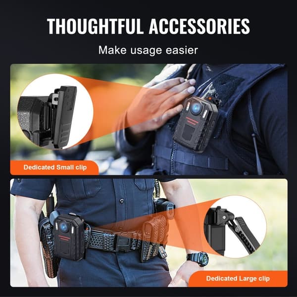 1440P Politiets Kroppkamera, 64G Body Cam, 2850 mAh Batteri, Nattesyn, HD Optagelse