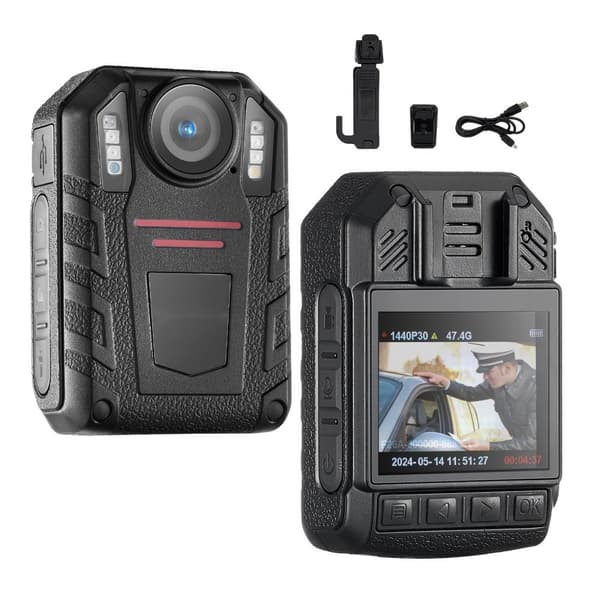 1440P Politiets Kroppkamera, 64G Body Cam, 2850 mAh Batteri, Nattesyn, HD Optagelse