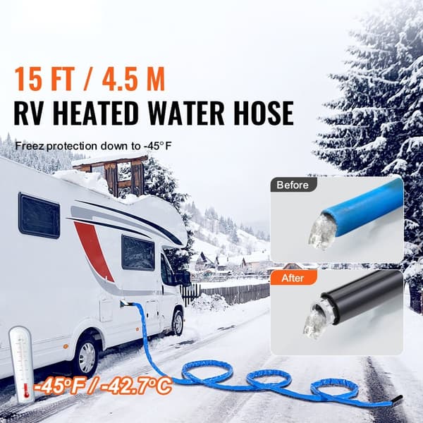 15 jalan lämmitetty vesiletku RV -45℉ pakkasenkestävä