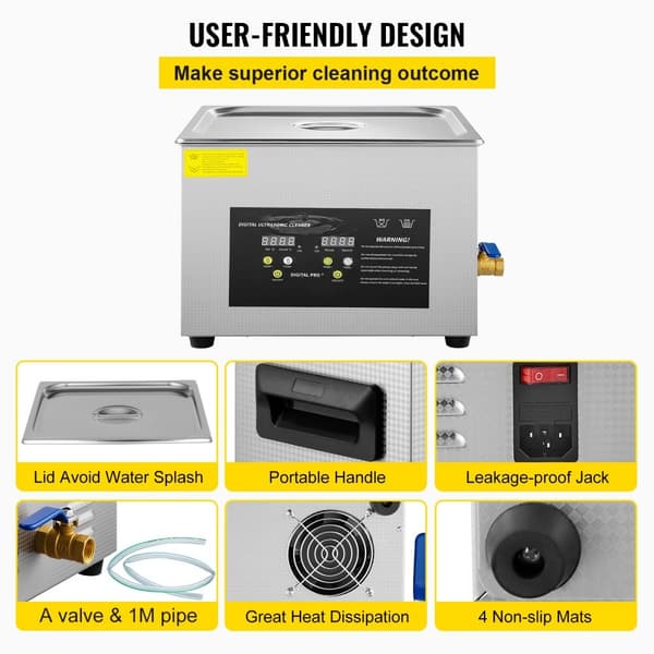 15L Digital Ultrasonic Rengöring, Värme, Timer, 600W, 40KHz, Rengöringsmaskin