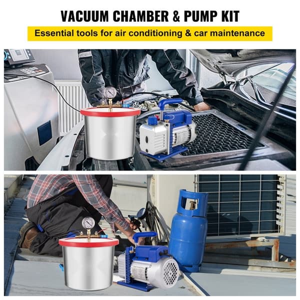 Vakuumpump 2 Gallon, 4CFM 1/3HP, Vakuumkammare, hög effektivitet, kompakt design