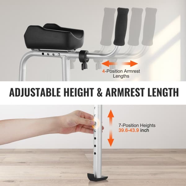 Foldbar rollator 2-i-1 med armlænspuder, 5" solide hjul, højdejusterbar, letvægtsdesign